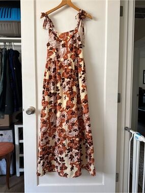 SHEIN Cream Maxi Dress with Rust Floral Print